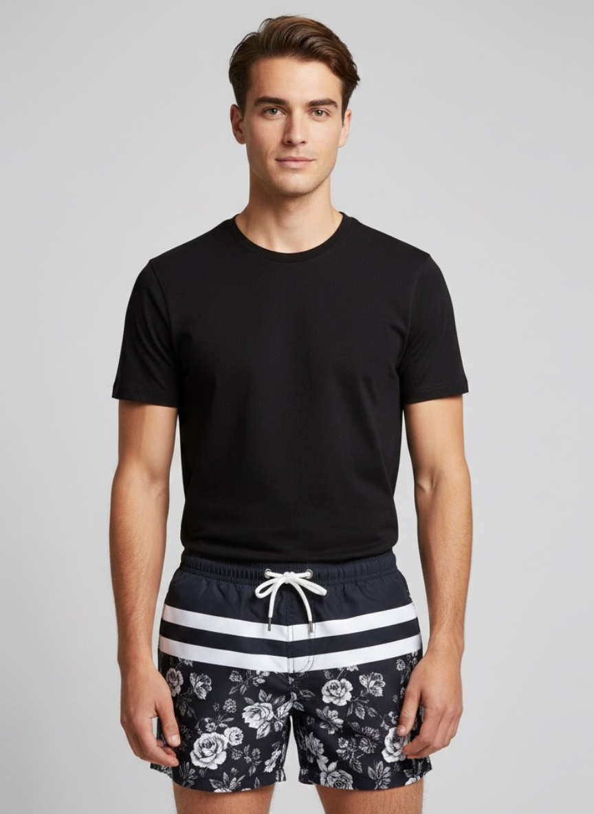 Conjunto Camiseta Branca + Calção Tropical