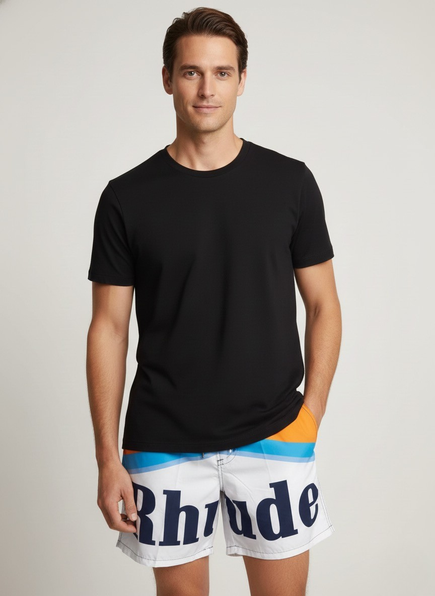 Conjunto Camiseta Preta + Calção Tropical Rhude