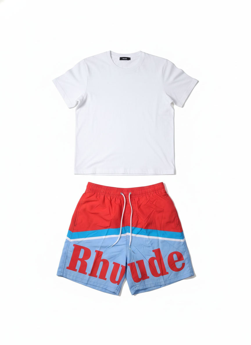 Conjunto Camiseta Branca + Calção Tropical Rhude