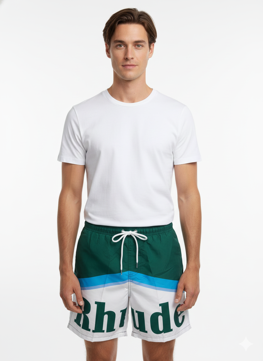Conjunto Camiseta Branca + Calção Verde Tropical Rhude