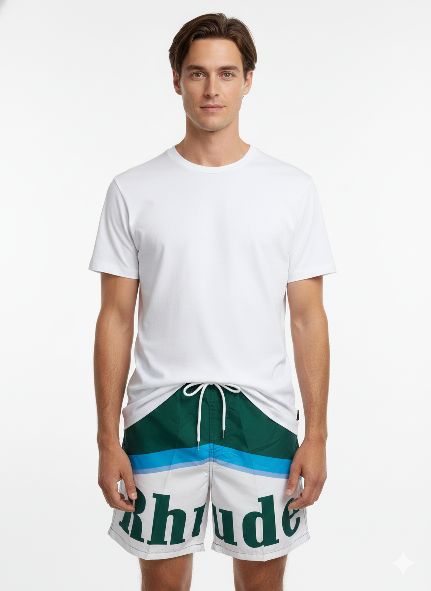 Conjunto Camiseta Branca + Calção Verde Tropical Rhude